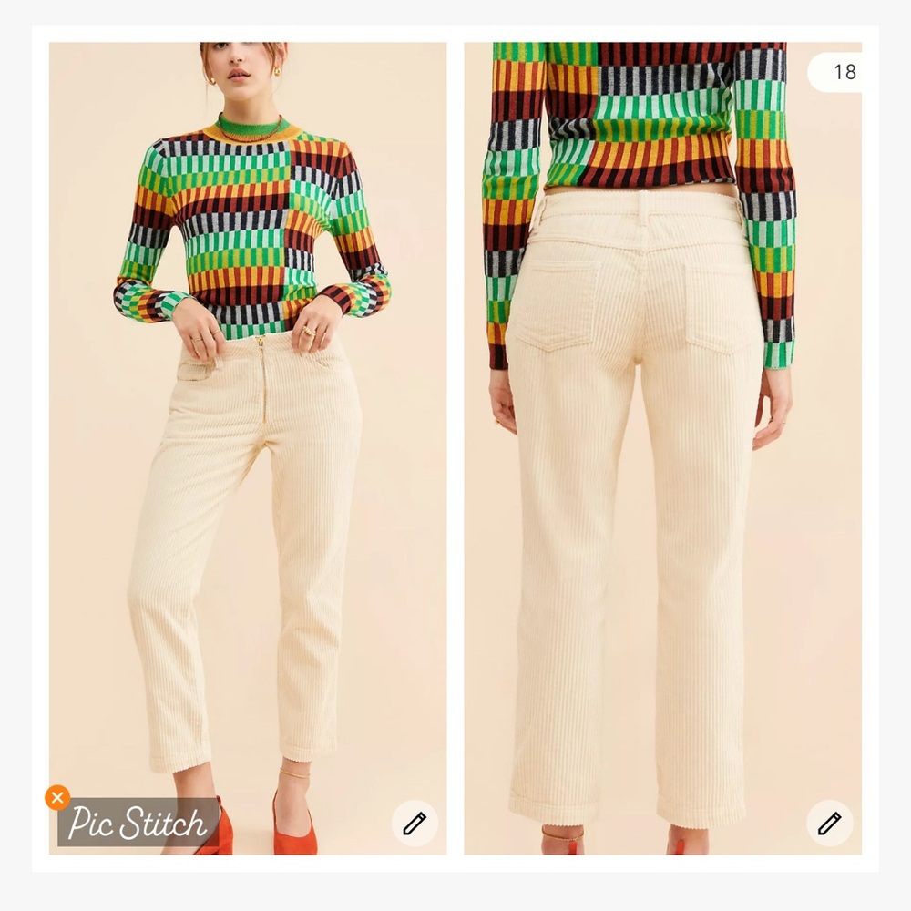 Rachel Antonoff Evelyn Cream Corduroy Pants